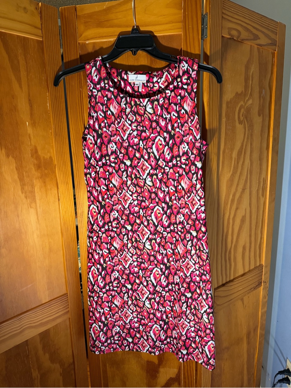 Jude Connally Pink & Black Sleeveless Printed Shift Dress | Size M